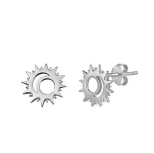 925 Sterling Silver Sun & Moon Earrings